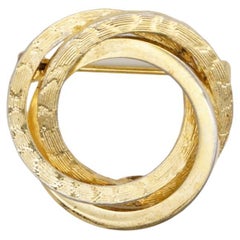 Christian Dior GROSSE 1960 Vintage Trio Circle Interlocked Spiral Gold Brooch 