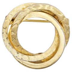 Christian Dior GROSSE 1960 Vintage Trio Circle Interlocked Spiral Gold Brooch Christian Dior GROSSE 1960 Vintage Trio Circle Interlocked Spiral Gold Brooch