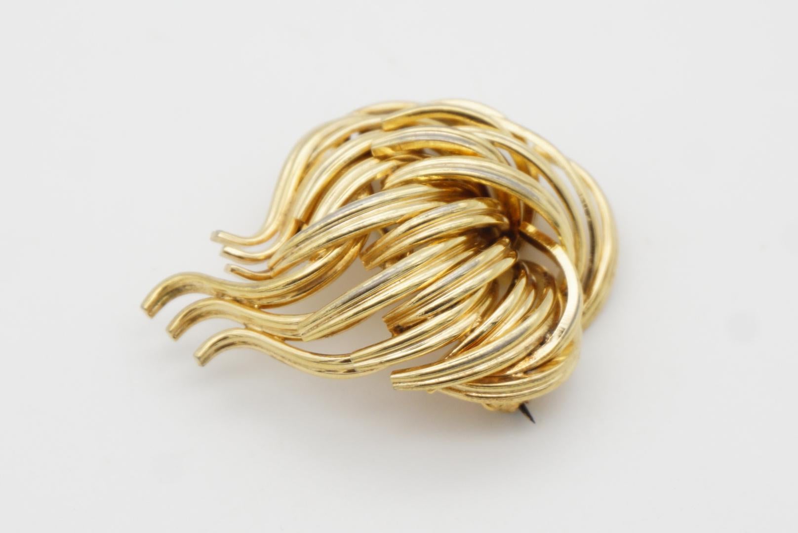 Christian Dior GROSSE 1960 Vintage Wave Cluster-Blumenblumenstrauß-Brosche in Gold  im Angebot 4