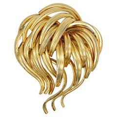 Christian Dior GROSSE 1960 Vintage Wave Cluster-Blumenblumenstrauß-Brosche in Gold 