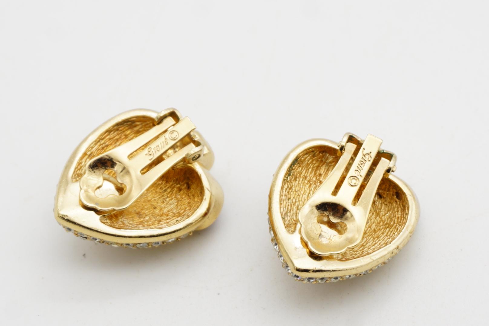 Christian Dior GROSSE 1960s Gripoix Lapis Ruby Cabochon Heart Crystals Earrings For Sale 6