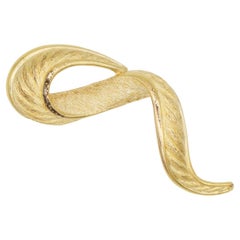 Christian Dior GROSSE 1960s Long Textured Swirl Spiral Twist Modernist Brooch