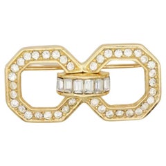 Vintage Christian Dior GROSSE 1960s Sparkling Crystals Double Octagon Openwork Brooch
