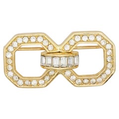 Christian Dior GROSSE 1960s Sparkling Crystals Double Octagon Openwork Brooch