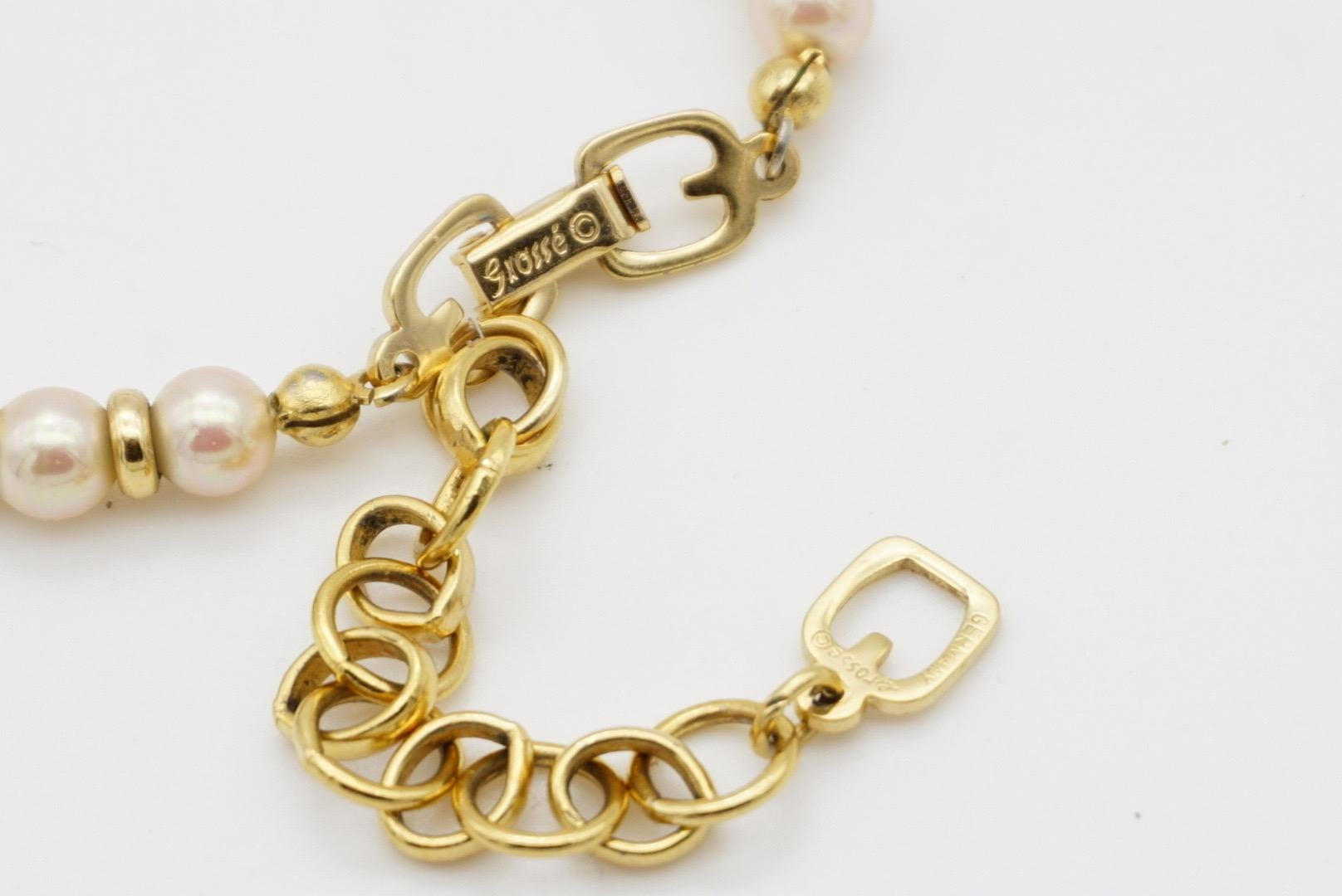 Christian Dior GROSSE 1960s White Oval Crystals Pendant Beaded Pearls Necklace For Sale 15