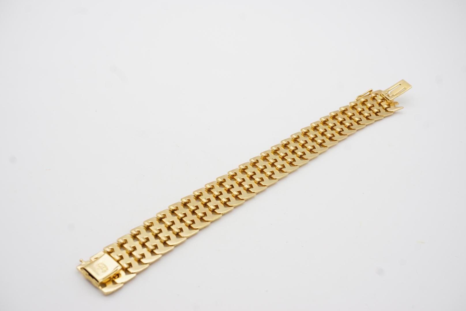 Christian Dior GROSSE 1961 Chevron Brick Link Interlock Modernist Gold Bracelet 6