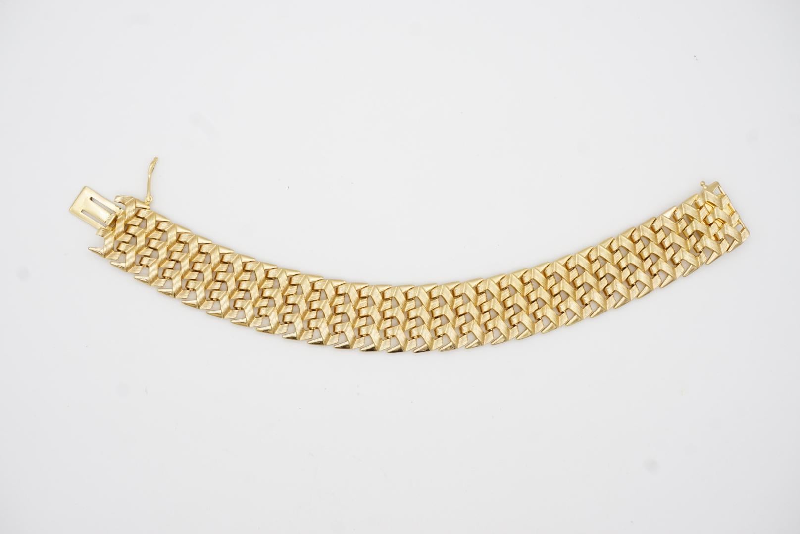 Christian Dior GROSSE 1961 Chevron Brick Link Interlock Modernist Gold Bracelet 3