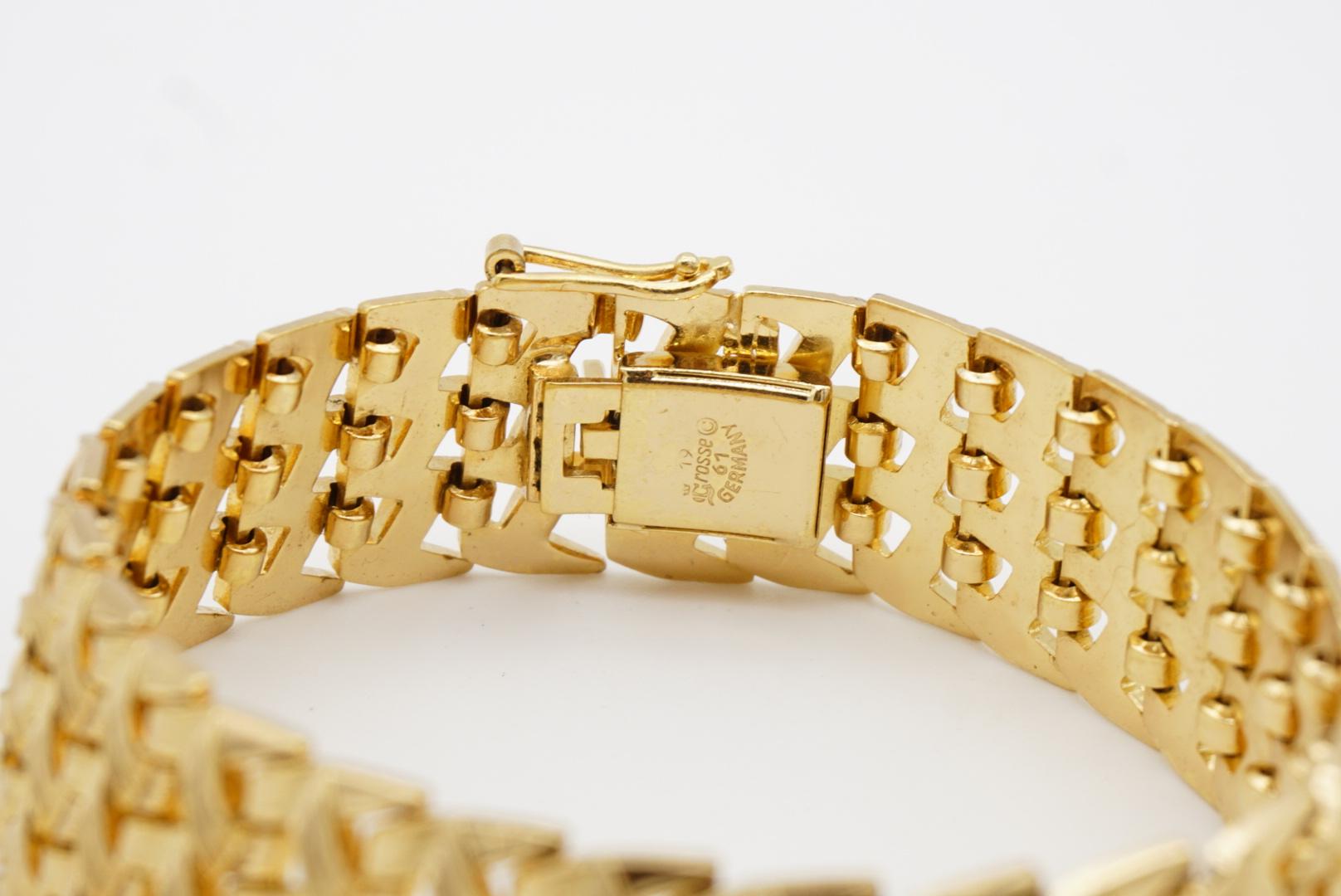 Christian Dior GROSSE 1961 Chevron Brick Link Interlock Modernist Gold Bracelet 4