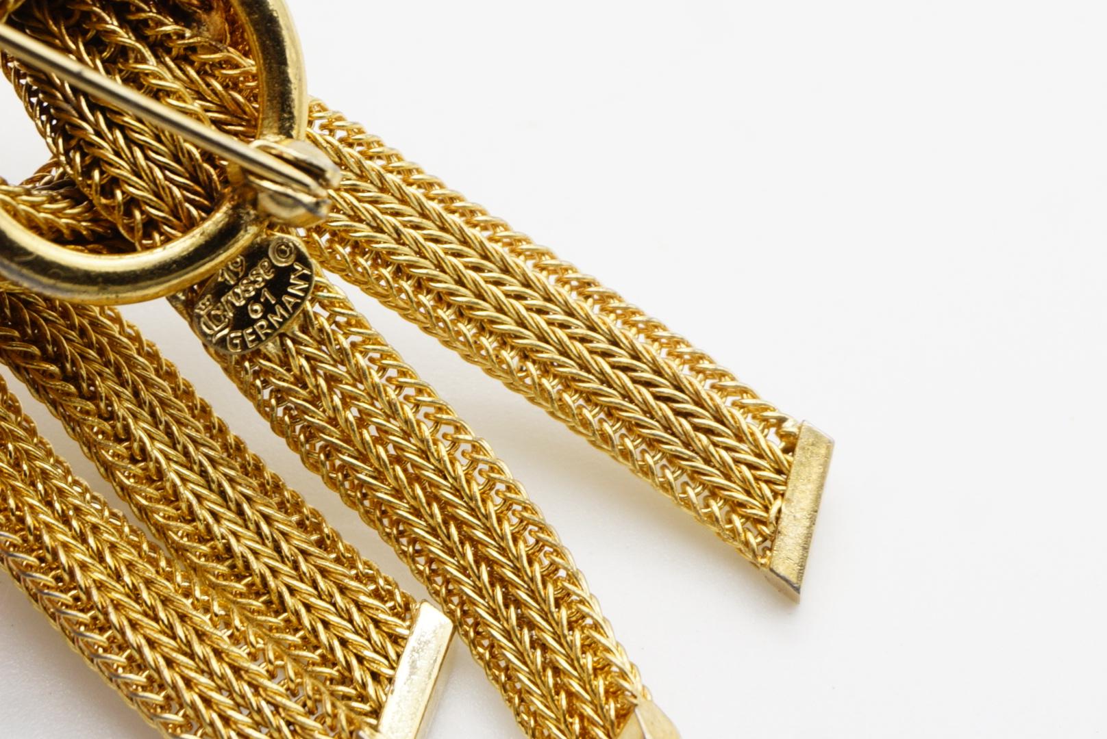 Christian Dior GROSSE 1961, broche en maille avec nœud double rayé et pampilles en vente 8