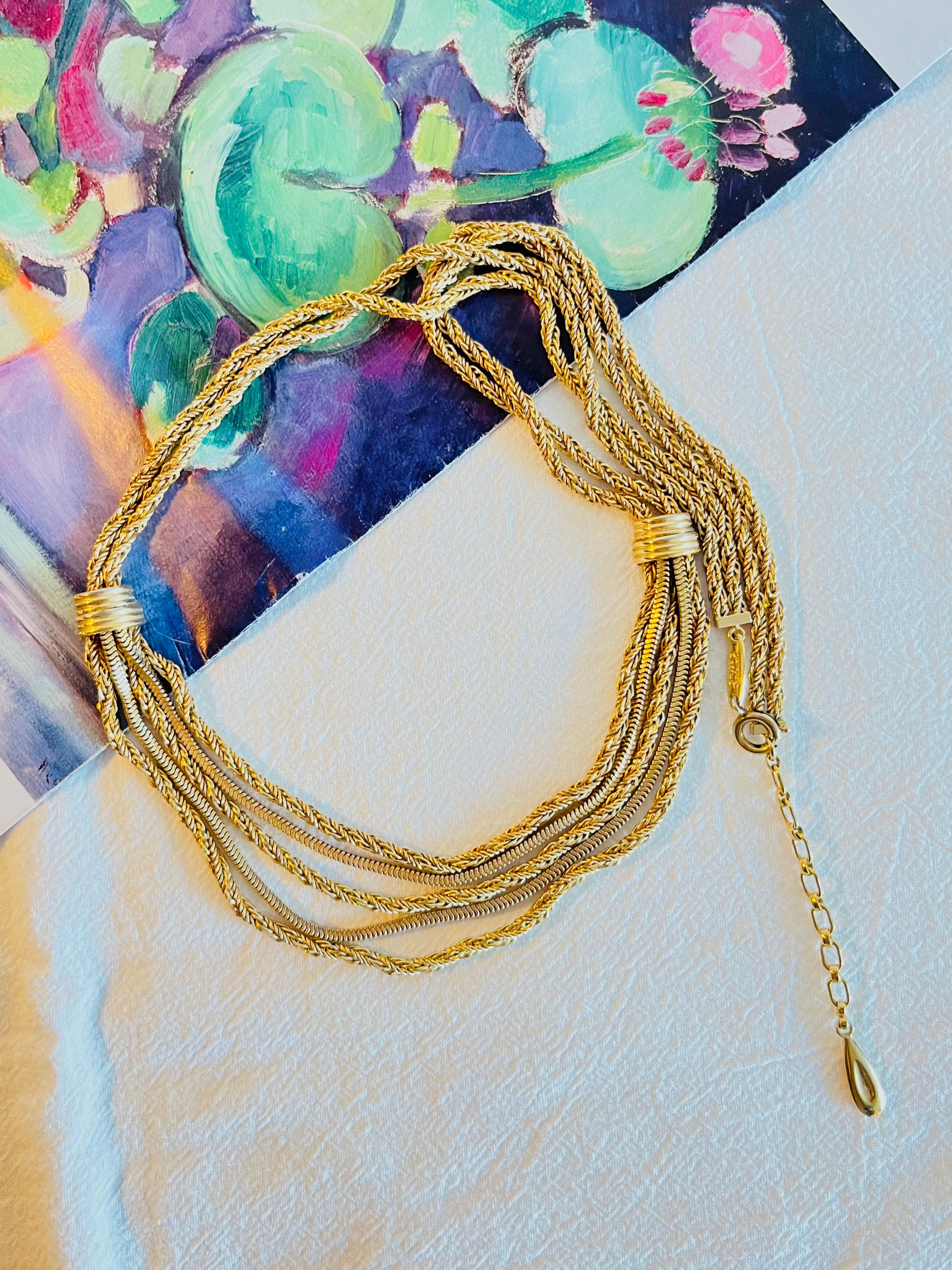 Art Nouveau Christian Dior GROSSE 1961 Five 5 Strand Double Layer Tassel Rope Long Necklace
