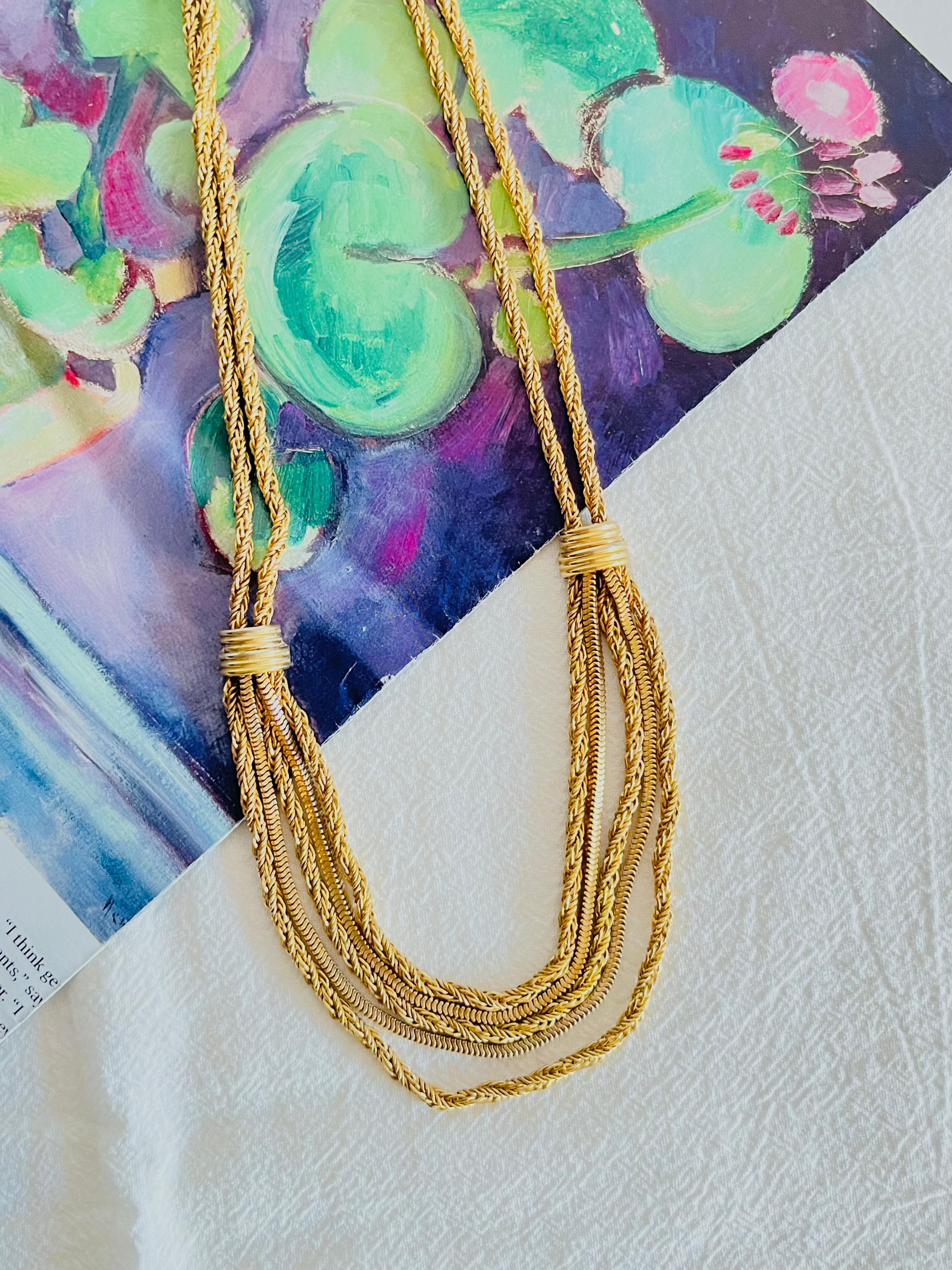 Christian Dior GROSSE 1961 Five 5 Strand Double Layer Tassel Rope Long Necklace In Excellent Condition In Wokingham, England