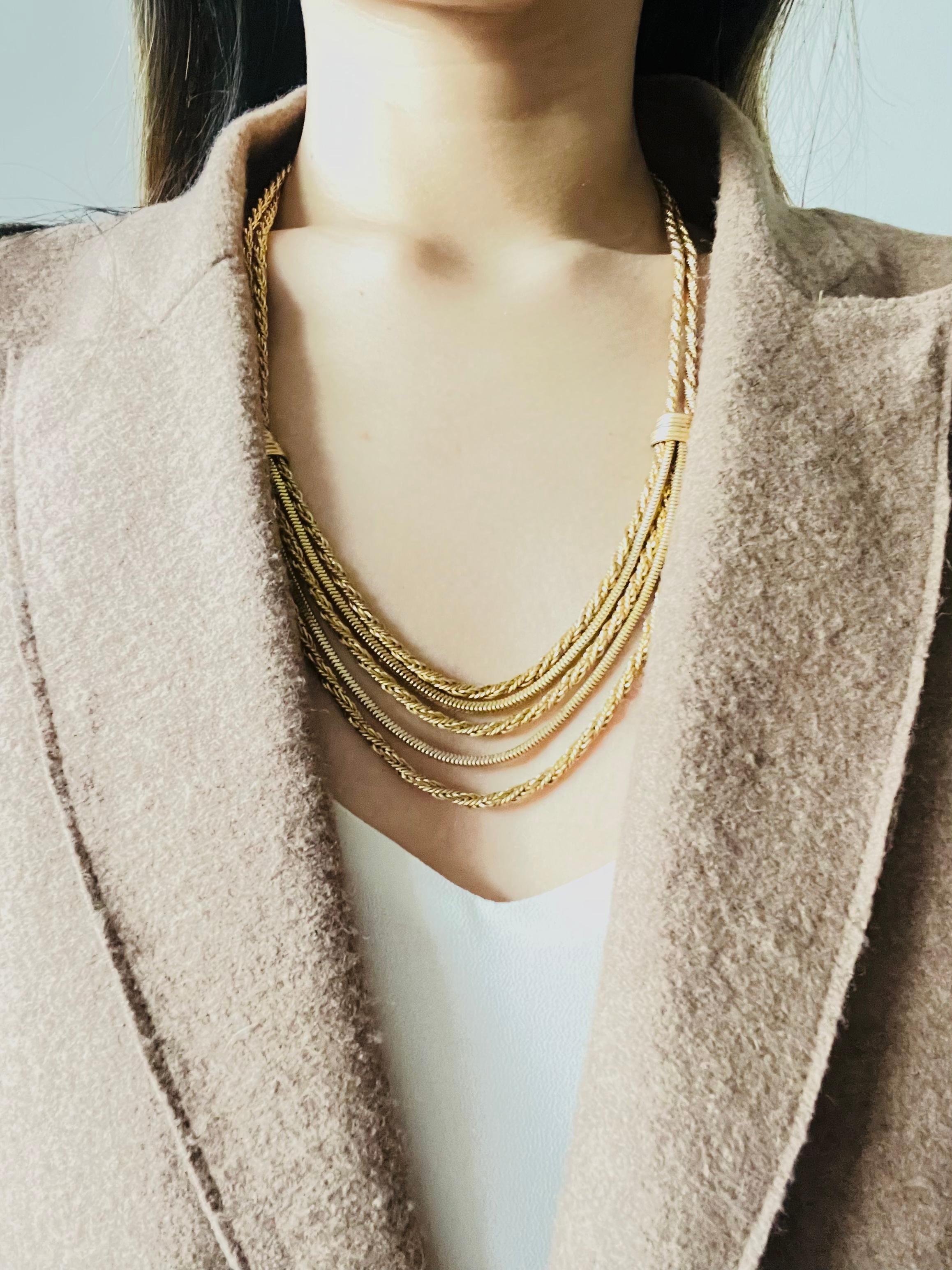 Women's or Men's Christian Dior GROSSE 1961 Five 5 Strand Double Layer Tassel Rope Long Necklace