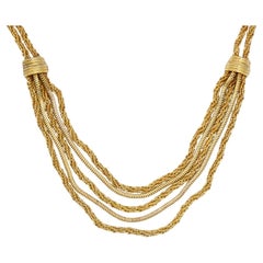 Christian Dior GROSSE 1961 Five 5 Strand Double Layer Tassel Rope Long Necklace