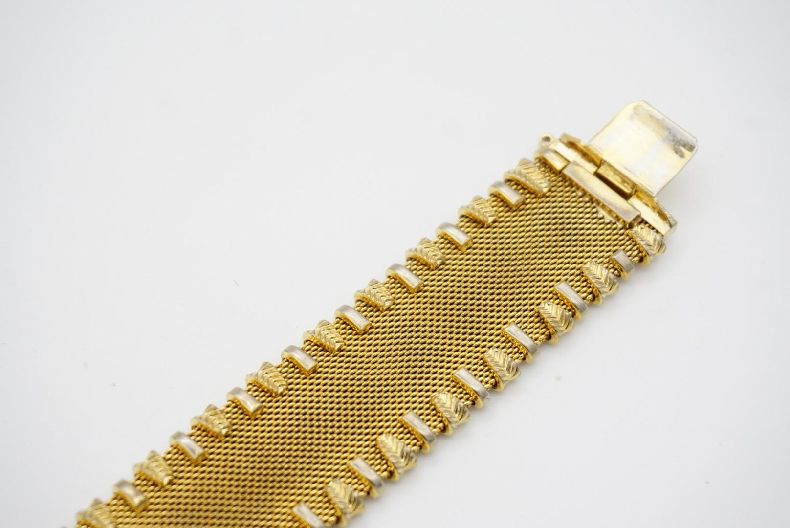 Christian Dior GROSSE 1961 Long Leaf Interlaced Mesh Woven Chunky Gold Bracelet 6