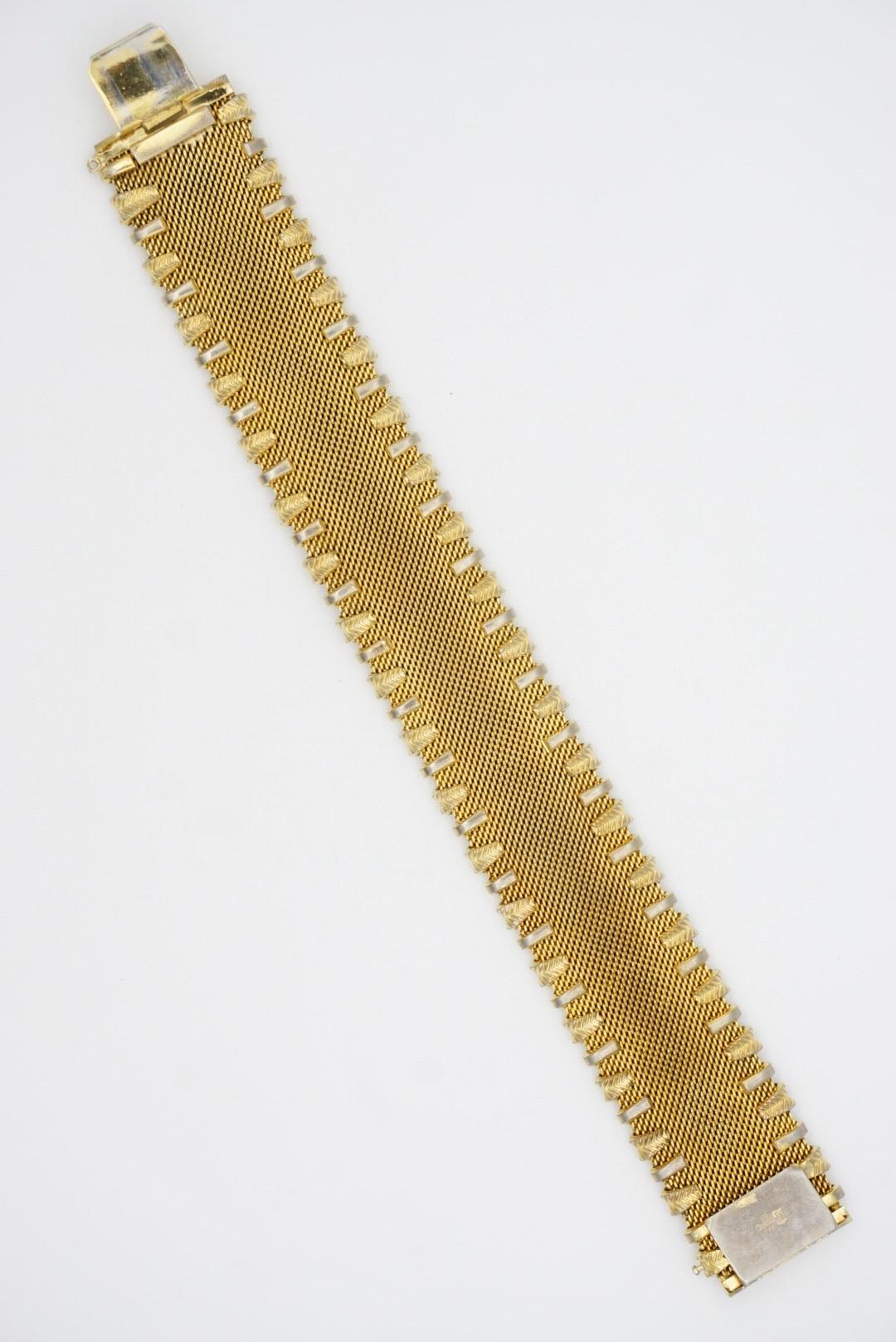 Christian Dior GROSSE 1961 Long Leaf Interlaced Mesh Woven Chunky Gold Bracelet 8