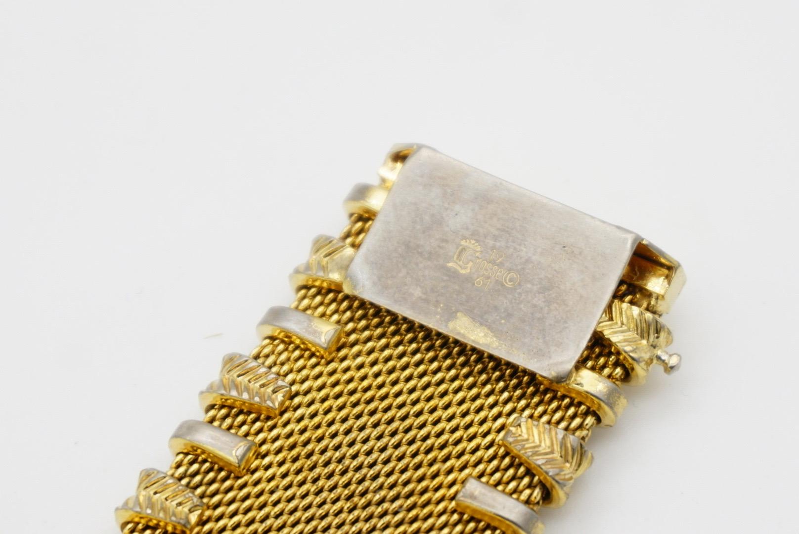 Christian Dior GROSSE 1961 Long Leaf Interlaced Mesh Woven Chunky Gold Bracelet 9