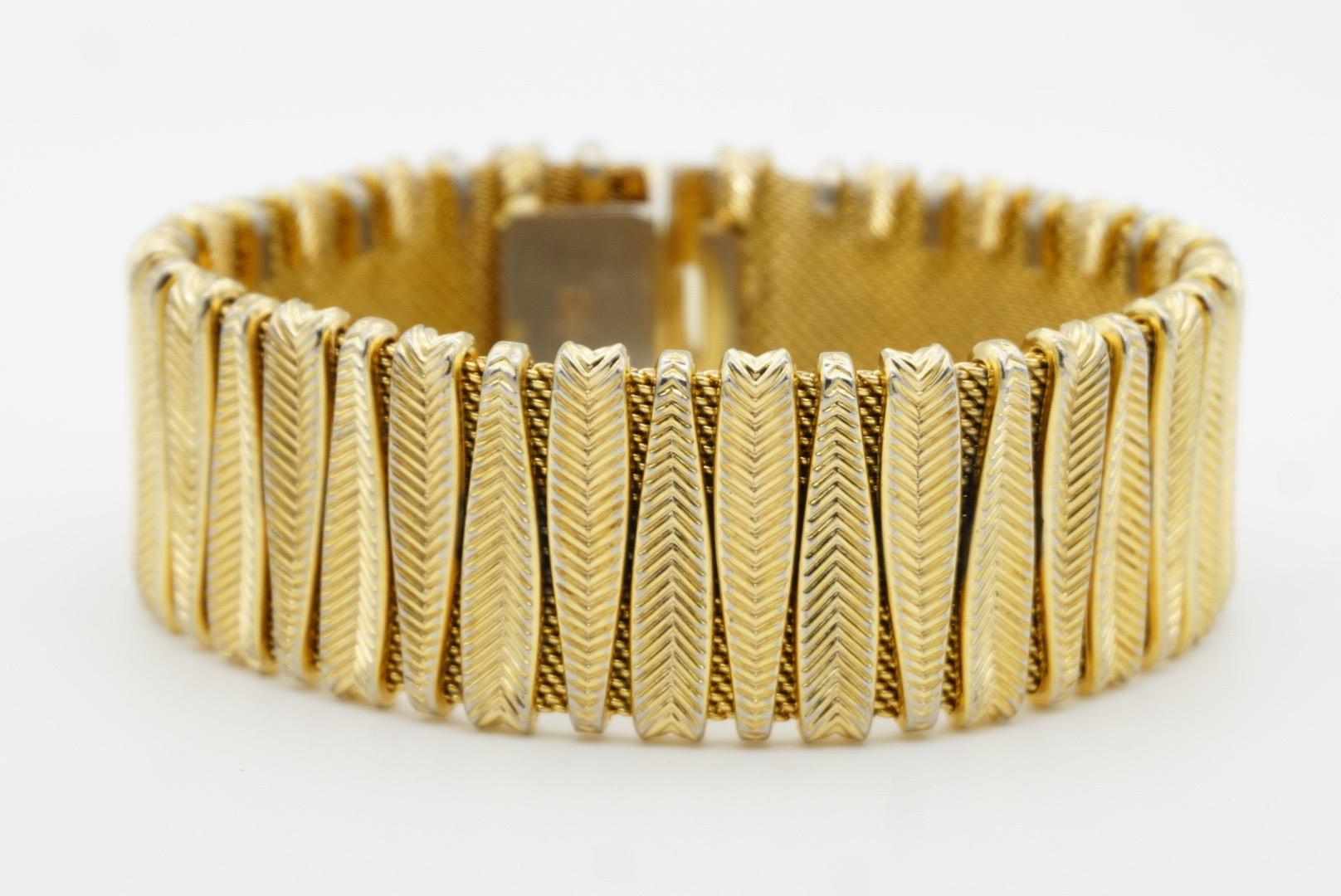 Christian Dior GROSSE 1961 Long Leaf Interlaced Mesh Woven Chunky Gold Bracelet 3