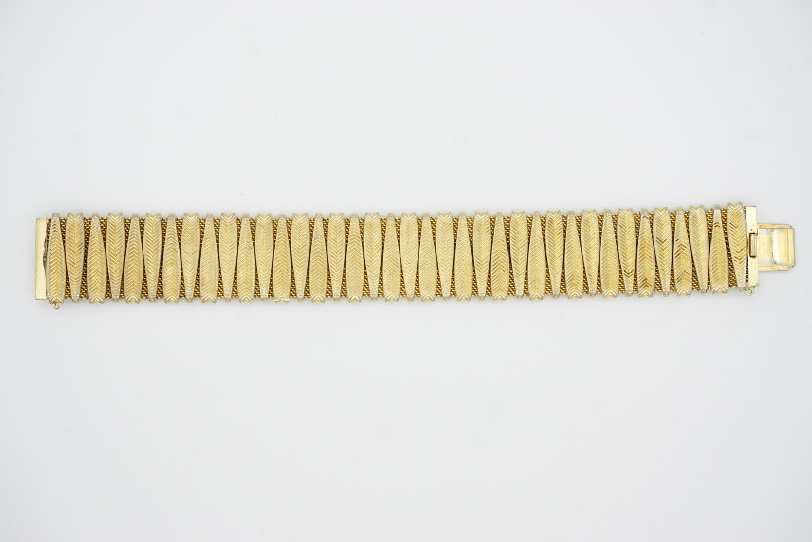 Christian Dior GROSSE 1961 Long Leaf Interlaced Mesh Woven Chunky Gold Bracelet 4