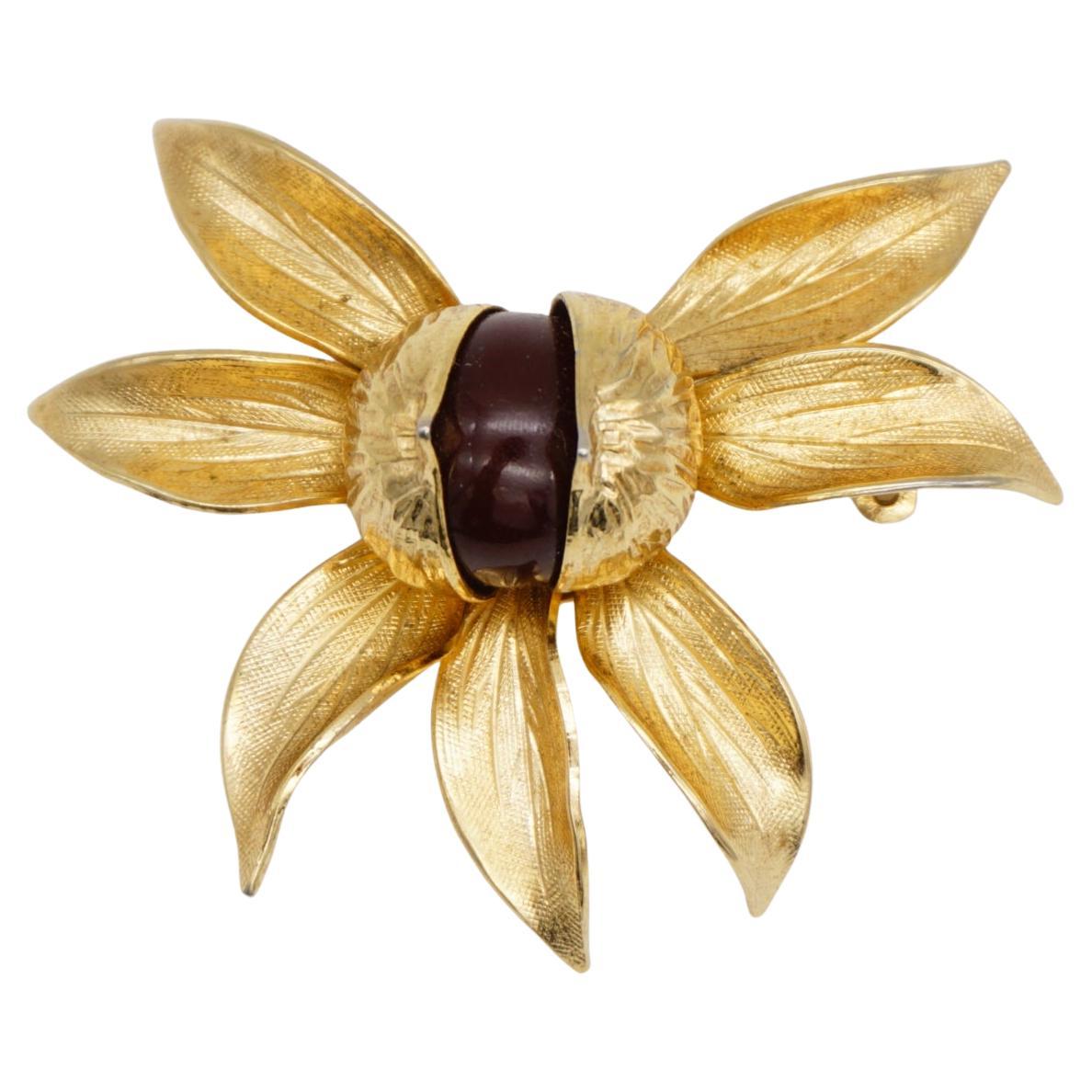 Christian Dior GROSSE 1961 Vintage Burgundy Fruit Blossom Flower Leaf Brooch
