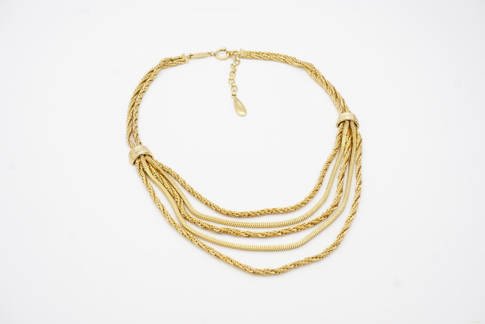 Christian Dior GROSSE 1961 Vintage Double 5 Strand Layer Rope Snake Necklace For Sale 4