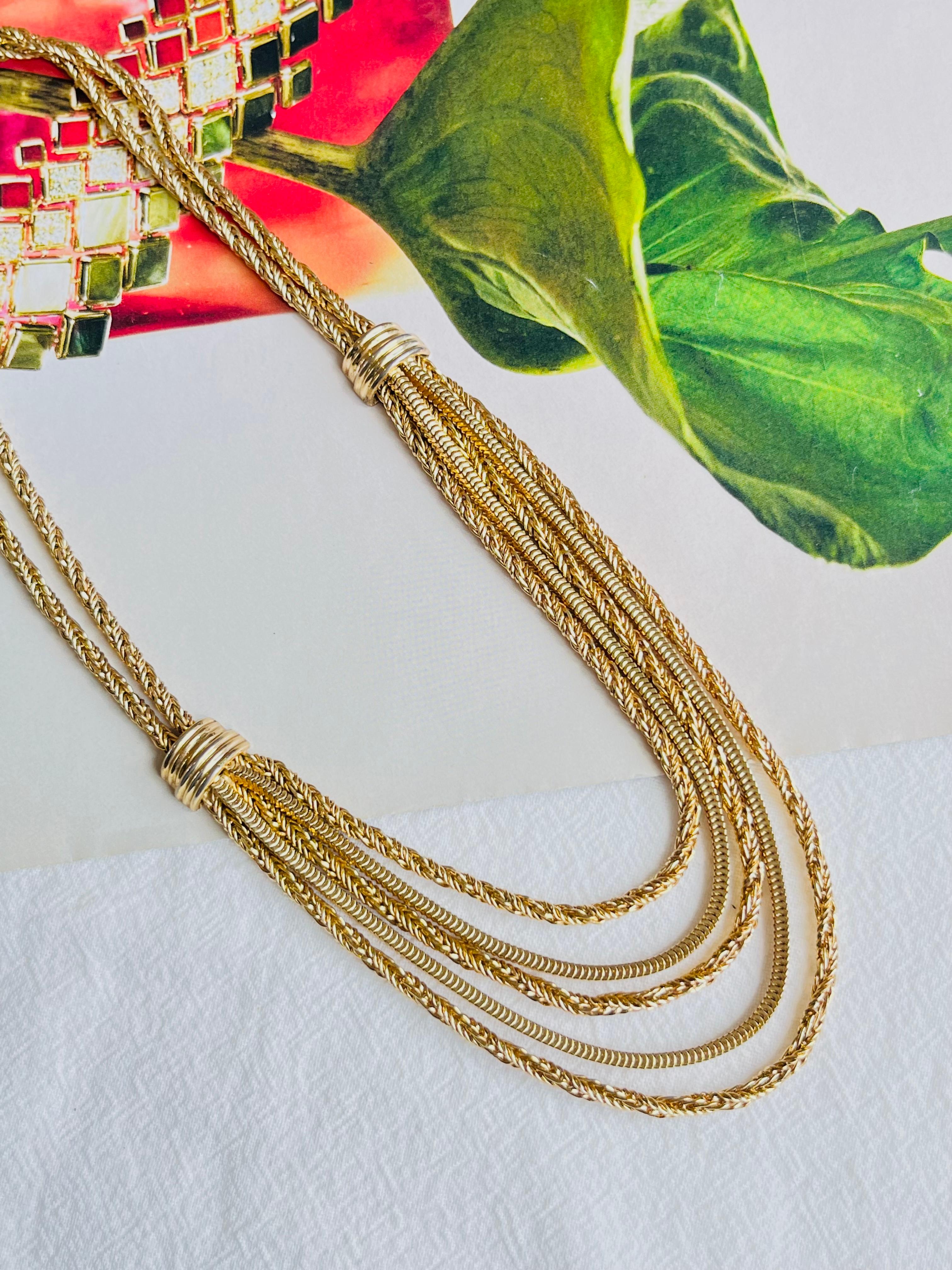 Christian Dior GROSSE 1961 Vintage Double 5 Strand Layer Rope Snake Necklace In Excellent Condition For Sale In Wokingham, England