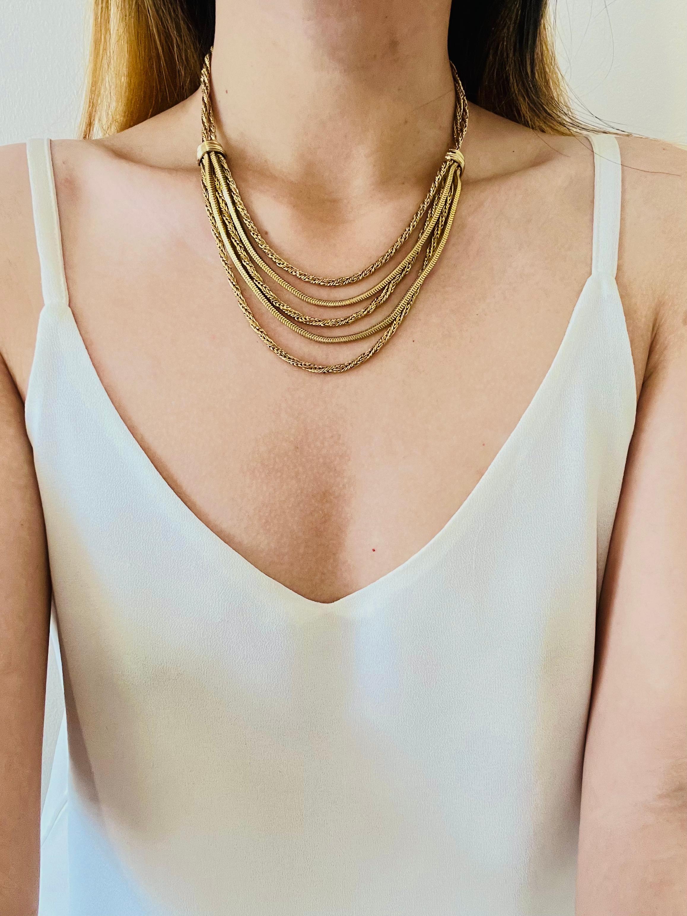 Christian Dior GROSSE 1961 Vintage Double 5 Strands Layers Seil Schlangenhalskette im Angebot 2