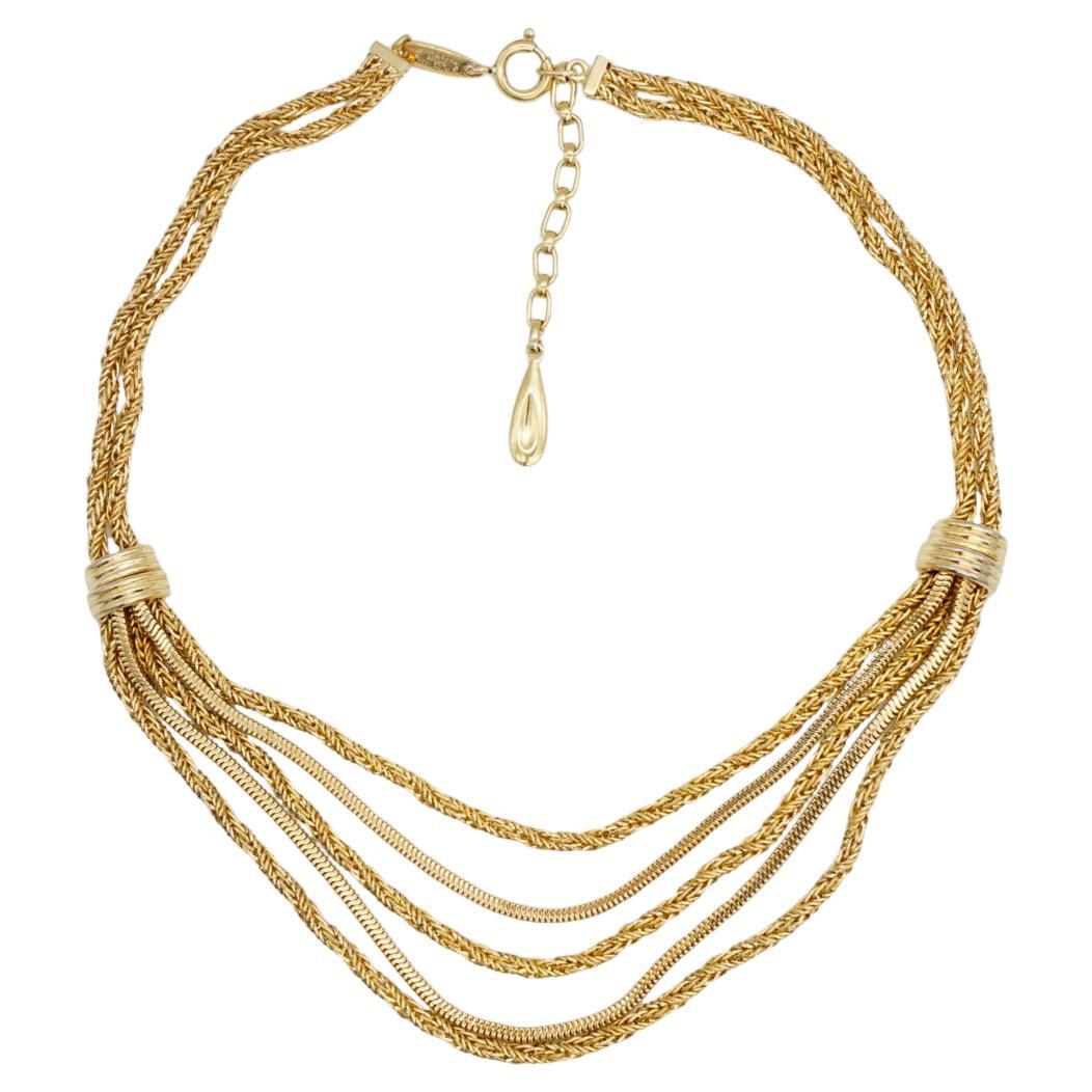 Christian Dior GROSSE 1961 Vintage Double 5 Strands Layers Rope Snake Necklace