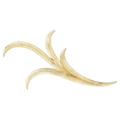 Christian Dior GROSSE 1961 Vintage Extra Long Curled Leaf Flower Gold Brooch