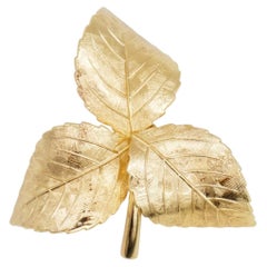 Christian Dior GROSSE 1961 Vintage Gold Leaf Triangle Three Wavy Swirl Brooch