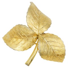 Christian Dior GROSSE 1961 Vintage Gold Leaf Vivid Trio Swirl Wavy Twist Brooch