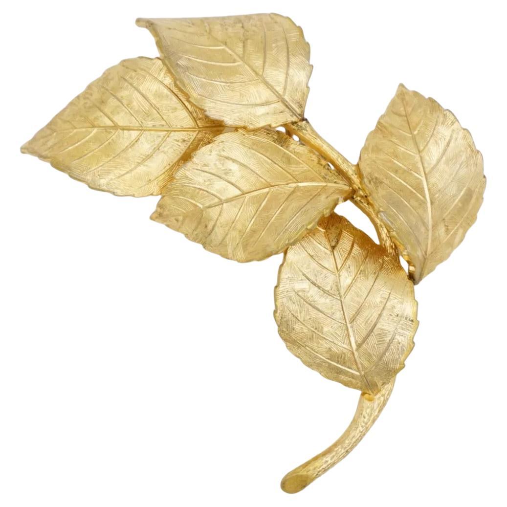 Christian Dior GROSSE 1961 Vintage Large Textured Swirl Wavy Five Leaf Brooch