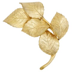 Christian Dior GROSSE 1961 Vintage Leaf Large Textured Five Swirl Wavy Brooch