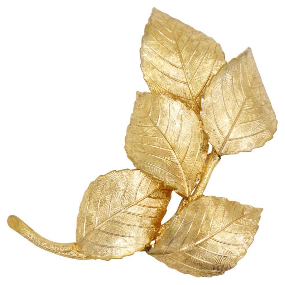 Christian Dior GROSSE 1961 Vintage Leaf Large Textured Five Swirl Wavy Brooch