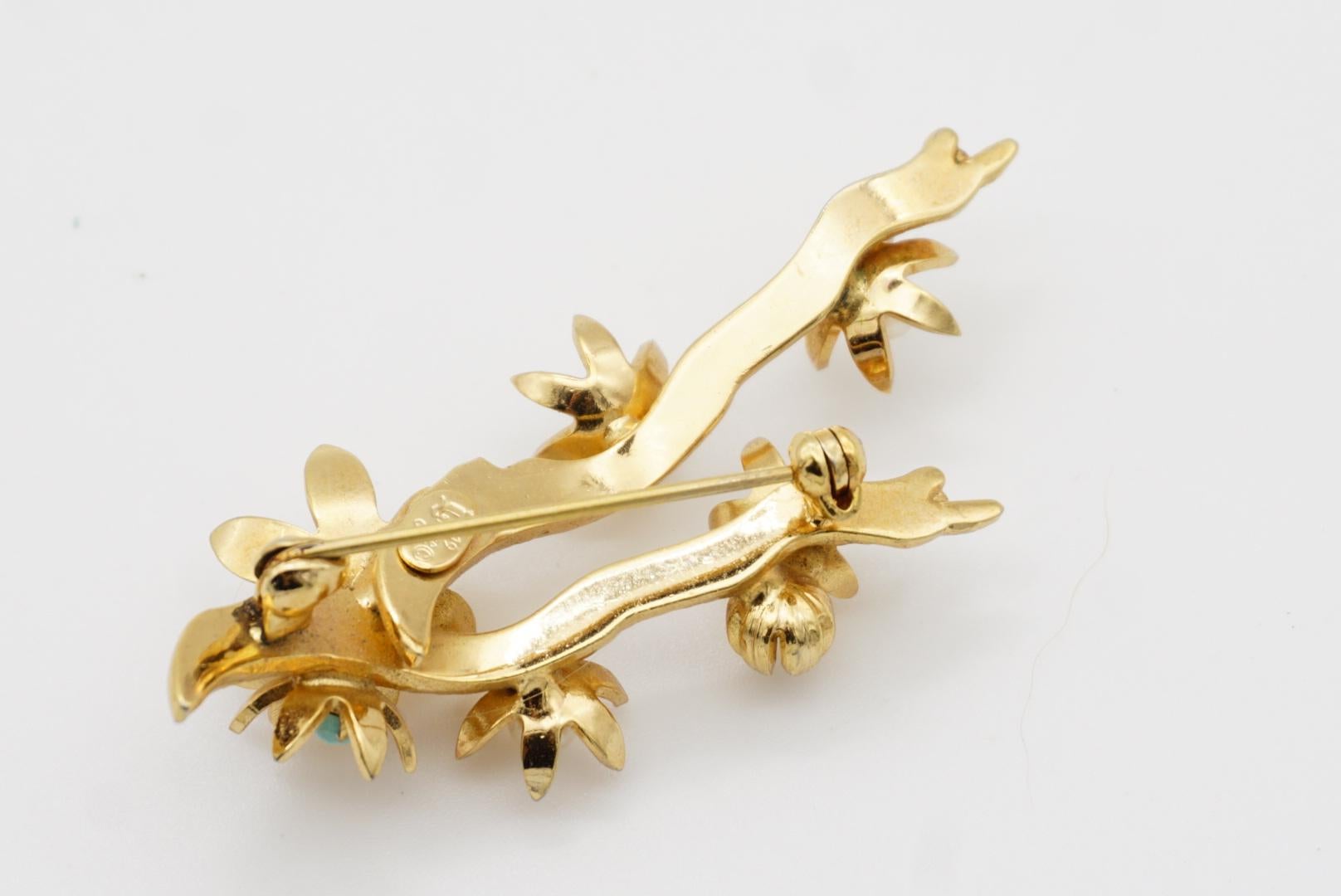 Christian Dior GROSSE 1961 Vintage Pearl Turquoise Blossom Plum Flower Brooch 9