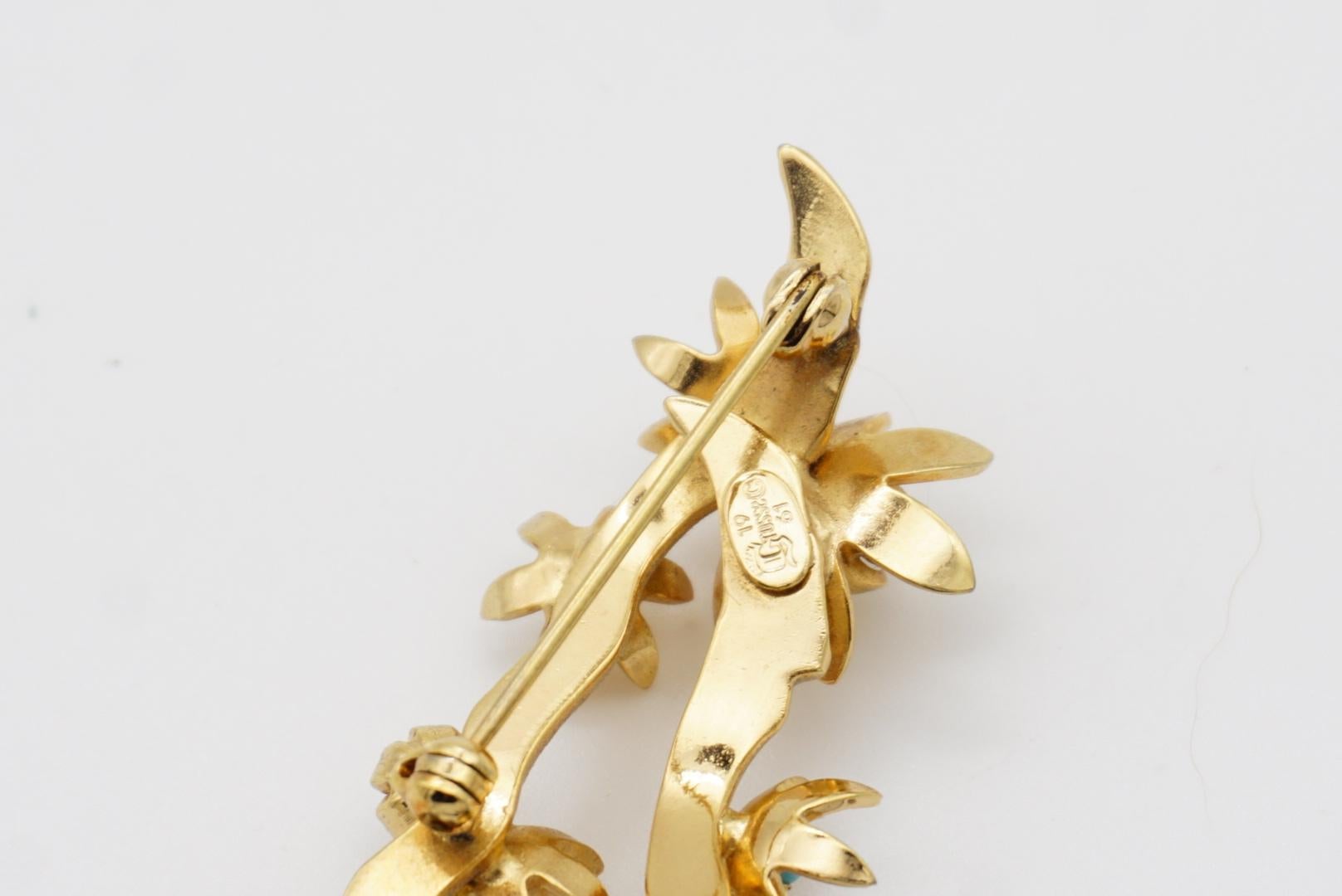 Christian Dior GROSSE 1961 Vintage Pearl Turquoise Blossom Plum Flower Brooch 11