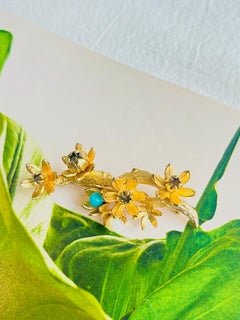 Christian Dior GROSSE 1961 Vintage Rare Turquoise Pearl Plum Blossom Brooch