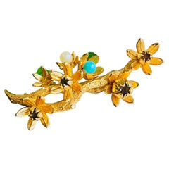 Christian Dior GROSSE 1961 Vintage Rare Turquoise Pearl Plum Blossom Brooch