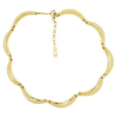 Christian Dior GROSSE 1961 Vintage Textured Glow Dots Curved Crescent Necklace