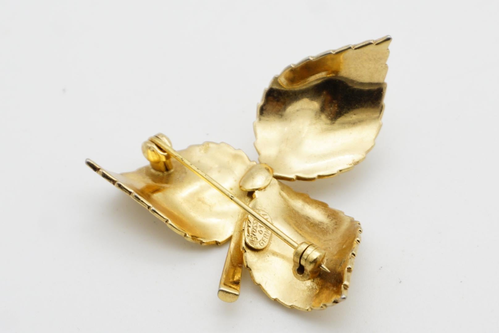 Christian Dior GROSSE 1961 Vintage Trio Vivid Swirl Leaf Wavy Twist Gold Brooch For Sale 6