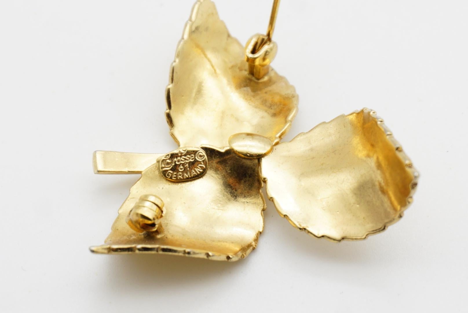 Christian Dior GROSSE 1961 Vintage Trio Vivid Swirl Leaf Wavy Twist Gold Brooch For Sale 7