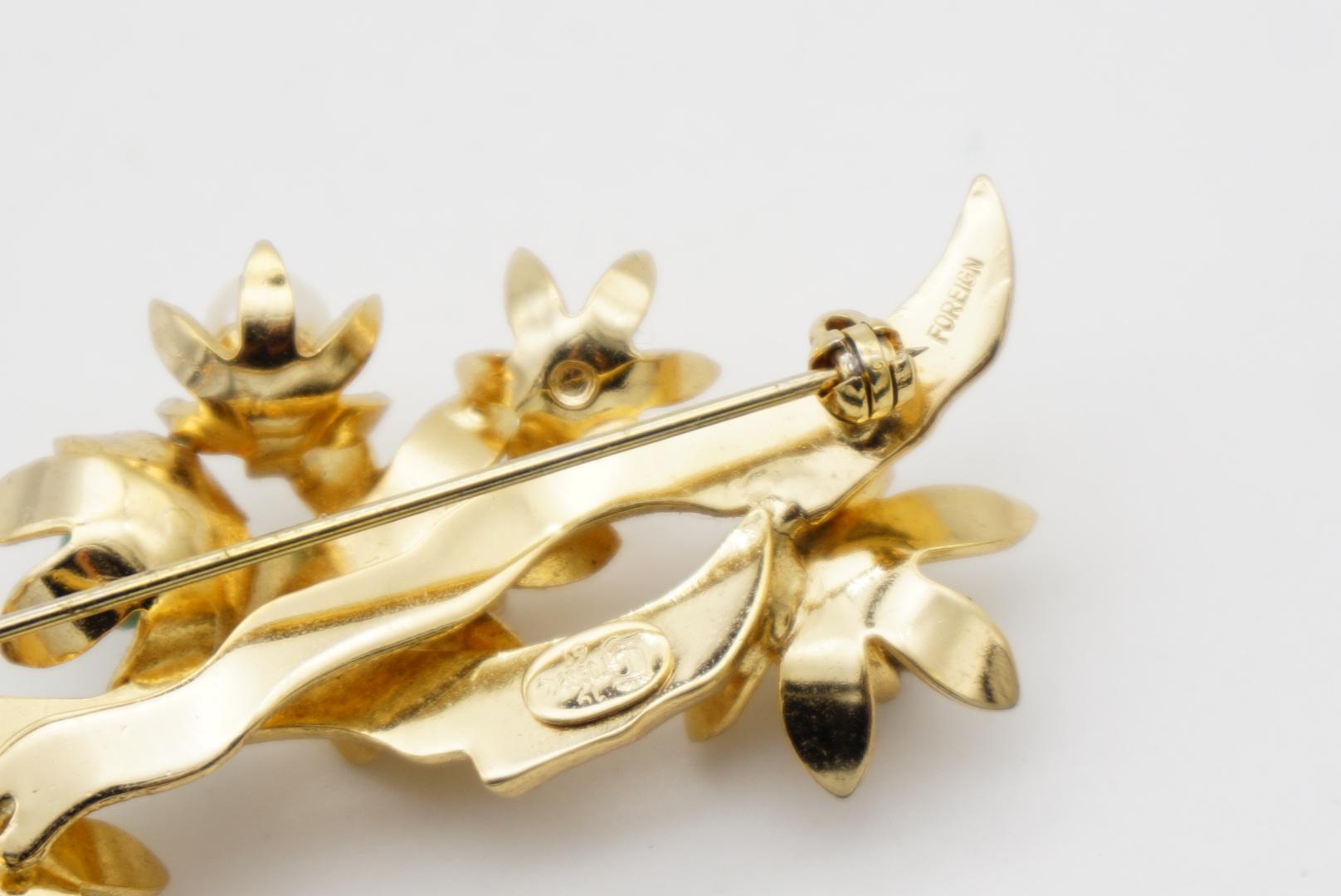 Christian Dior GROSSE 1961 Vintage Turquoise Pearl Plum Blossom Flower Brooch For Sale 9