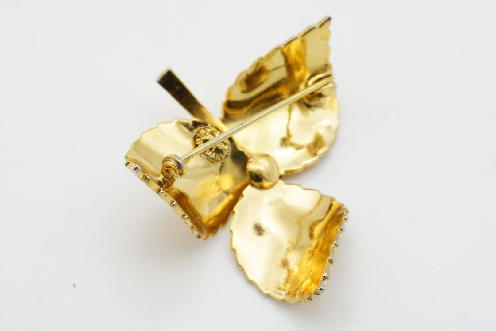 Christian Dior GROSSE 1961 Vintage Vivid Trio Swirl Wavy Twist Leaf Gold Brooch For Sale 7