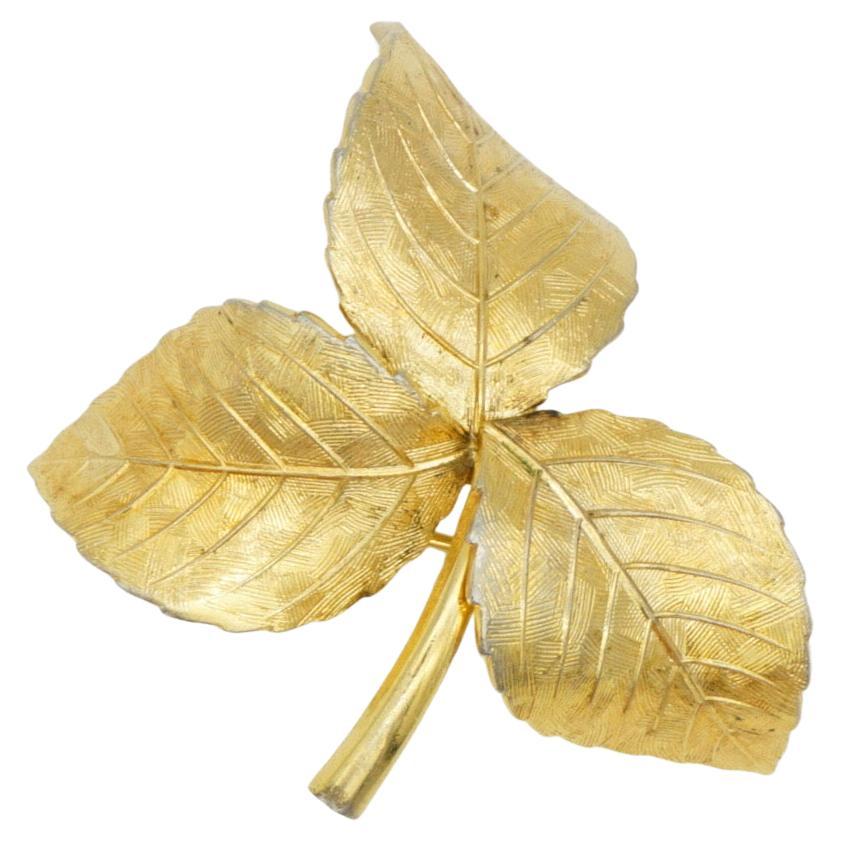 Christian Dior GROSSE 1961 Vintage Vivid Trio Swirl Wavy Twist Leaf Gold Spilla