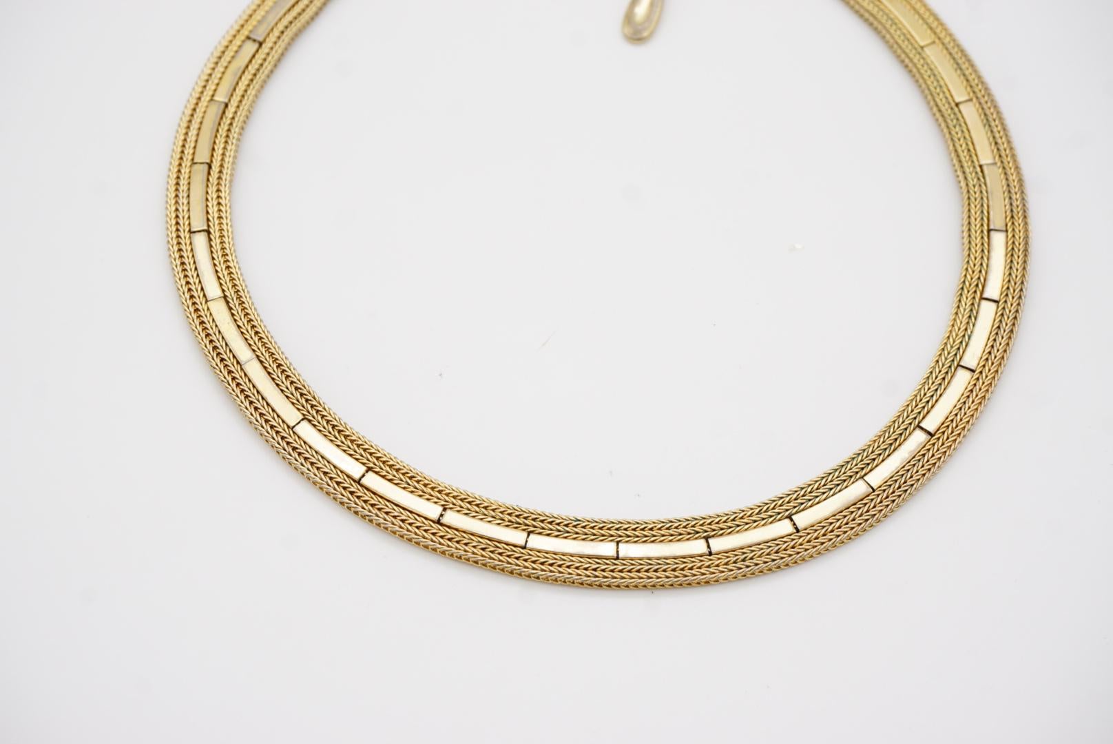 Christian Dior GROSSE 1961 Vintage Woven Interlinked Herringbone Gold Necklace im Angebot 5