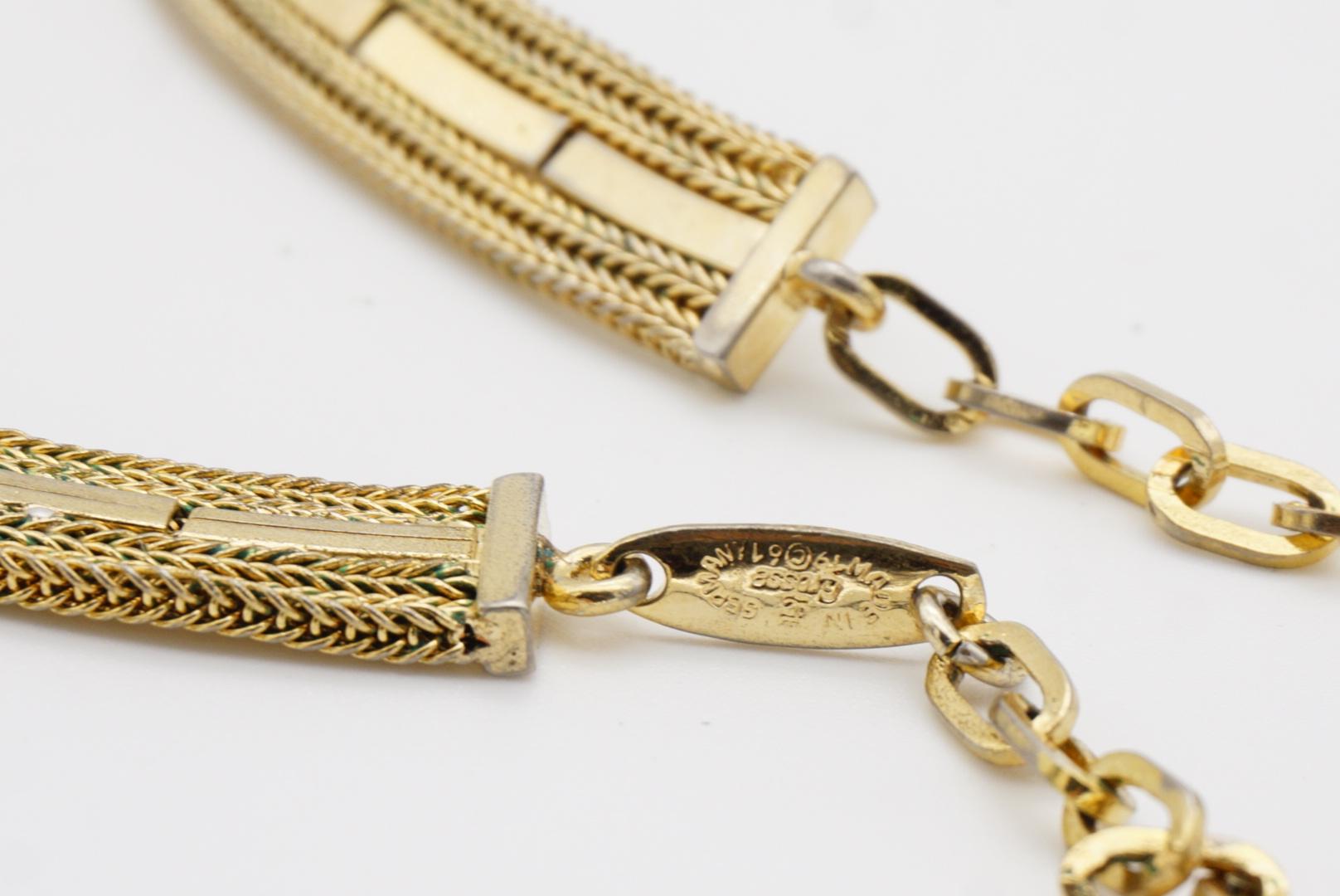 Christian Dior GROSSE 1961 Vintage Woven Interlinked Herringbone Gold Necklace im Angebot 6