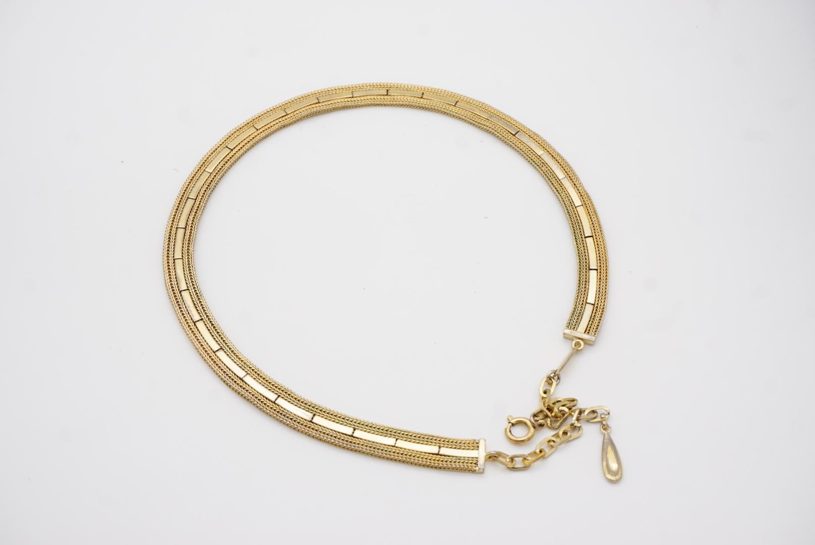 Christian Dior GROSSE 1961 Vintage Woven Interlinked Herringbone Gold Necklace im Angebot 8