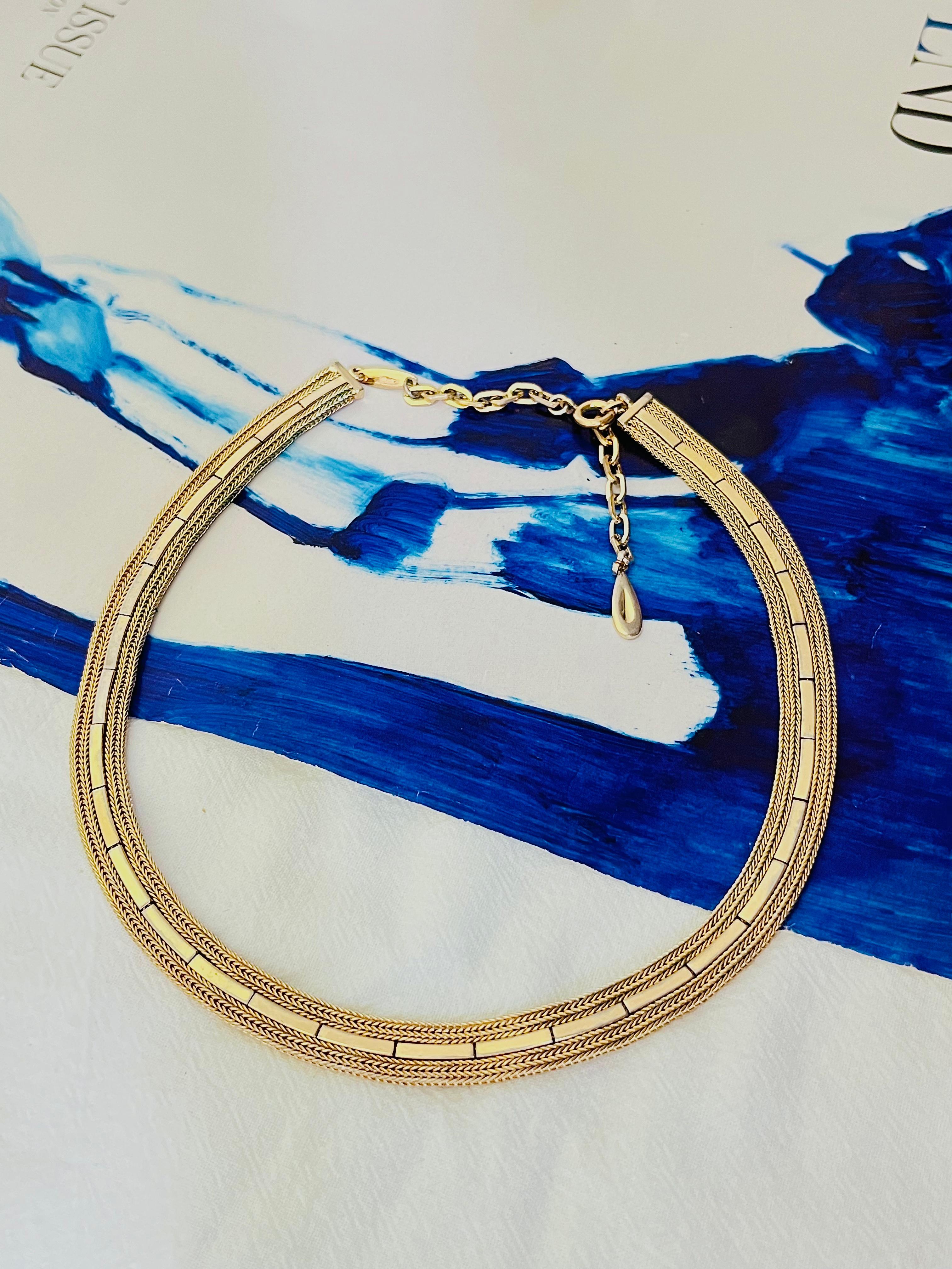 Christian Dior GROSSE 1961 Vintage Halskette aus gewebtem, miteinander verbundenem Fischgrätenmuster aus Gold für Damen oder Herren