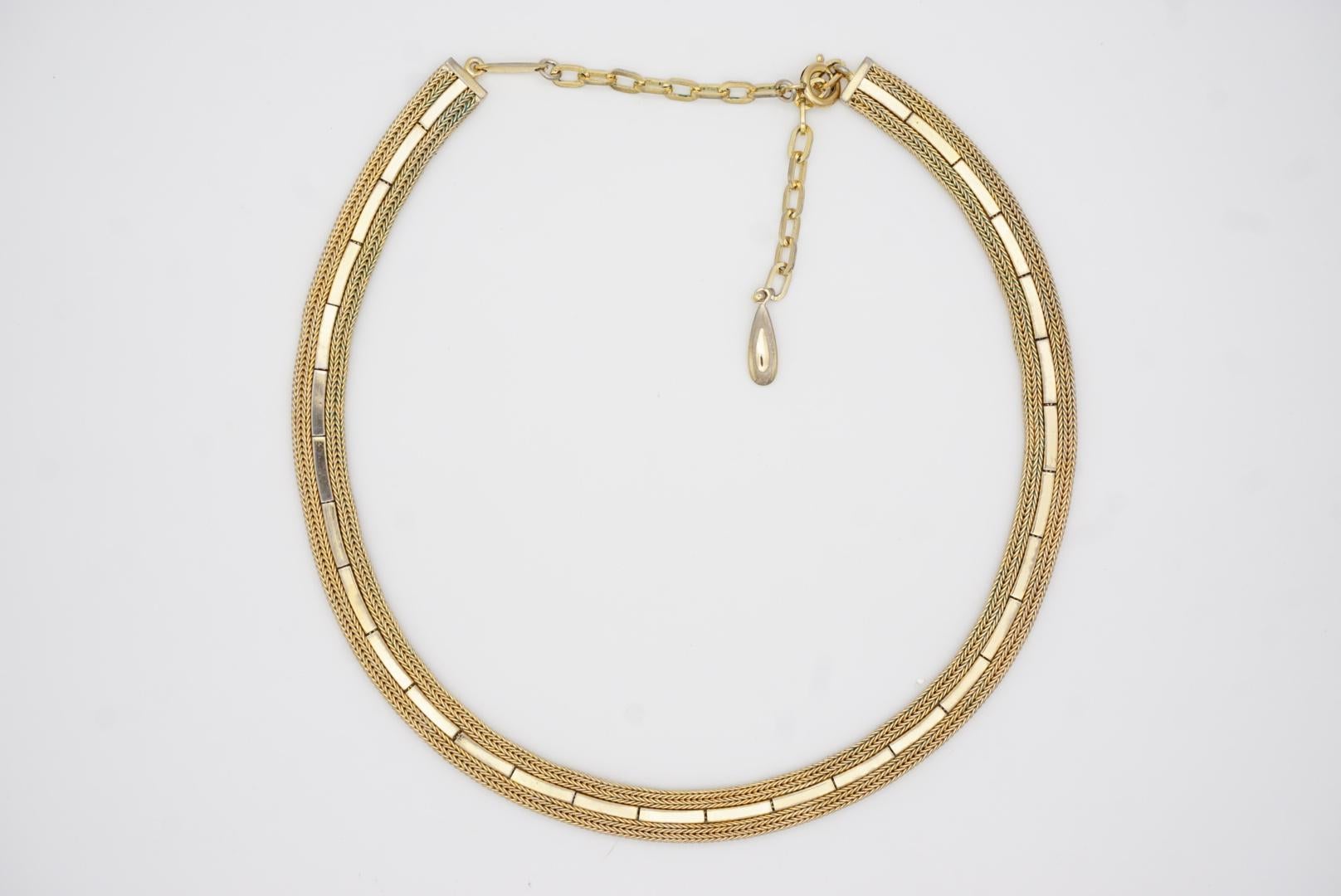 Christian Dior GROSSE 1961 Vintage Woven Interlinked Herringbone Gold Necklace im Angebot 4