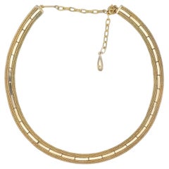 Christian Dior GROSSE 1961 Vintage Woven Interlinked Herringbone Gold Necklace
