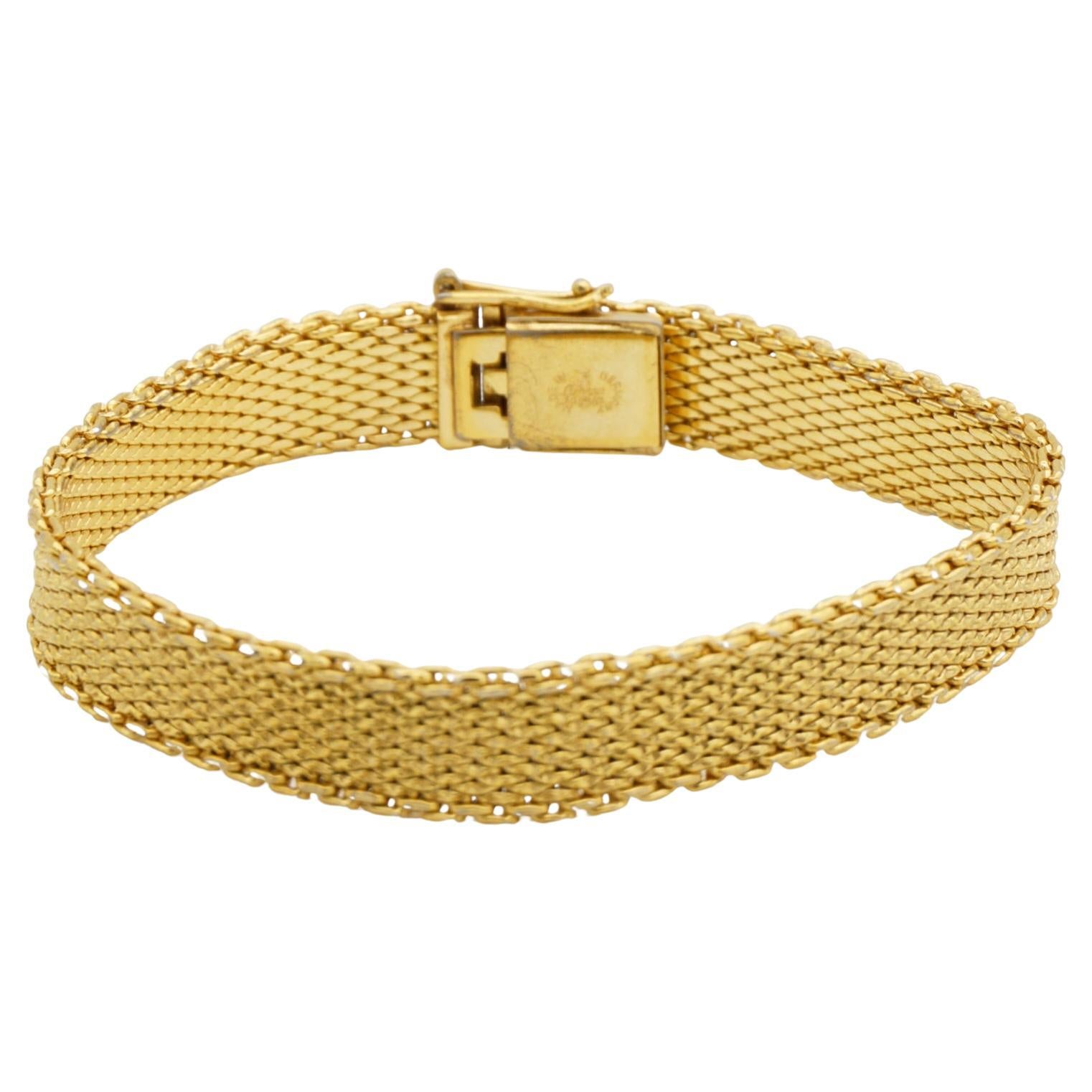 Christian Dior GROSSE 1962 Bracciale Modernista con maglie d'oro e trama ondulata in vendita